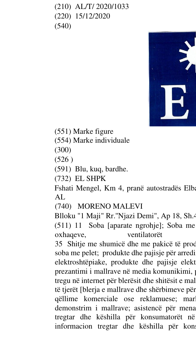 Zëri i markës EL në buletin