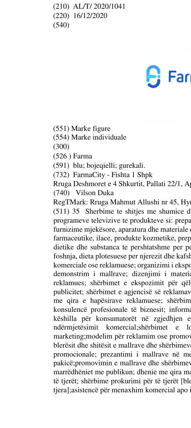 Zëri i markës Farma në buletin