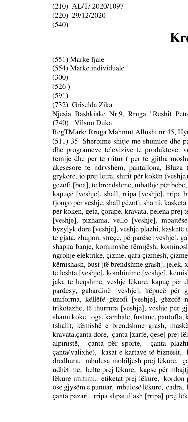 Zëri i markës Krena në buletin