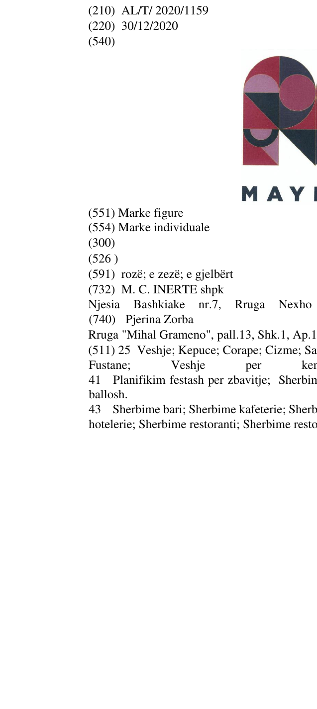 Zëri i markës M MayFair në buletin