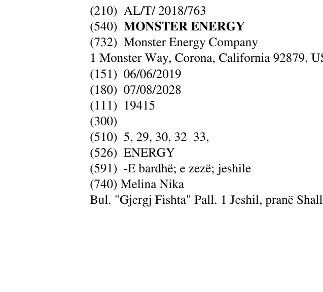 Zëri i markës MONSTER ENERGY në buletin