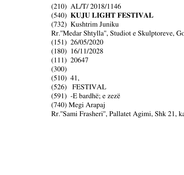 Zëri i markës KUJU LIGHT FESTIVAL në buletin