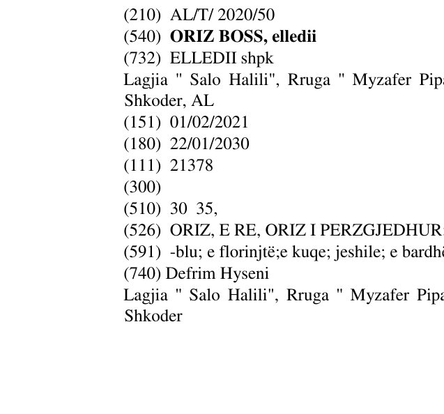 Zëri i markës ORIZ BOSS, elledii në buletin
