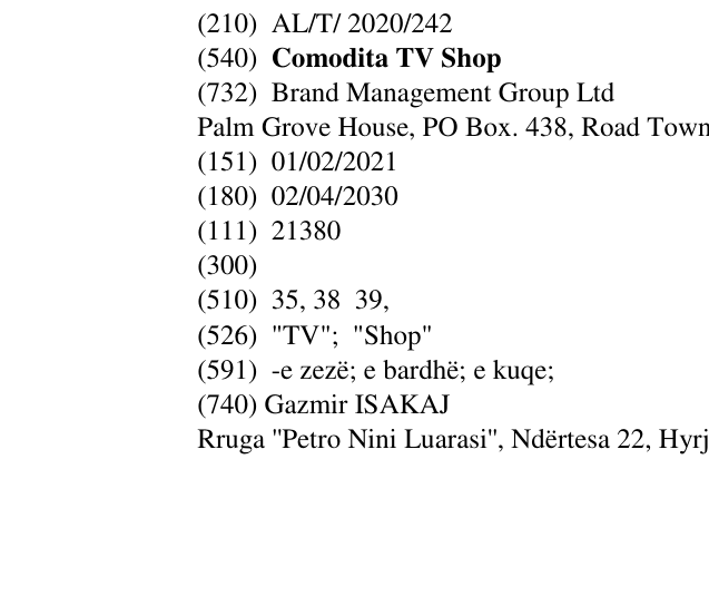 Zëri i markës Comodita TV Shop në buletin