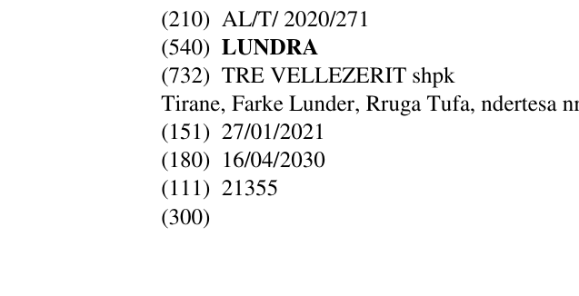 Zëri i markës LUNDRA në buletin