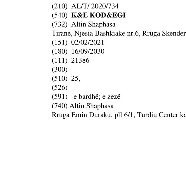 Zëri i markës K&E KOD&EGI në buletin