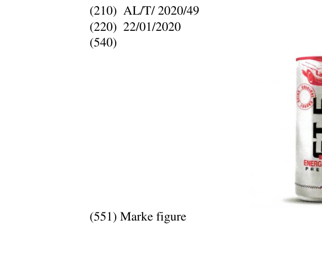 Zëri i markës ENERGY DRINK, PREMIUM, ORIGINAL në buletin