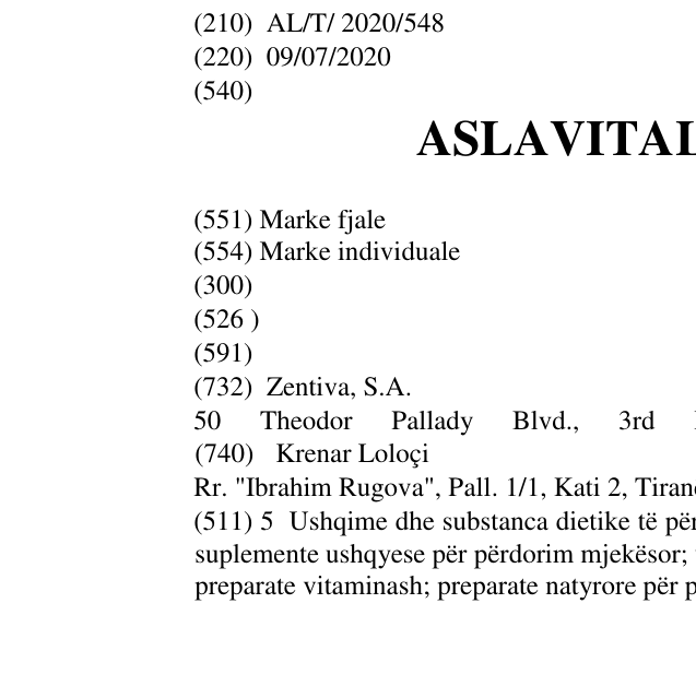 Zëri i markës ASLAVITAL Sunny Days në buletin