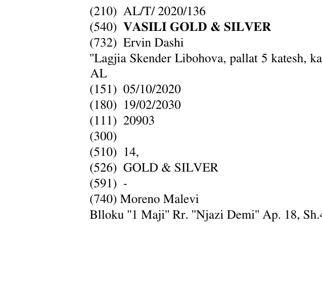 Zëri i markës VASILI GOLD & SILVER në buletin