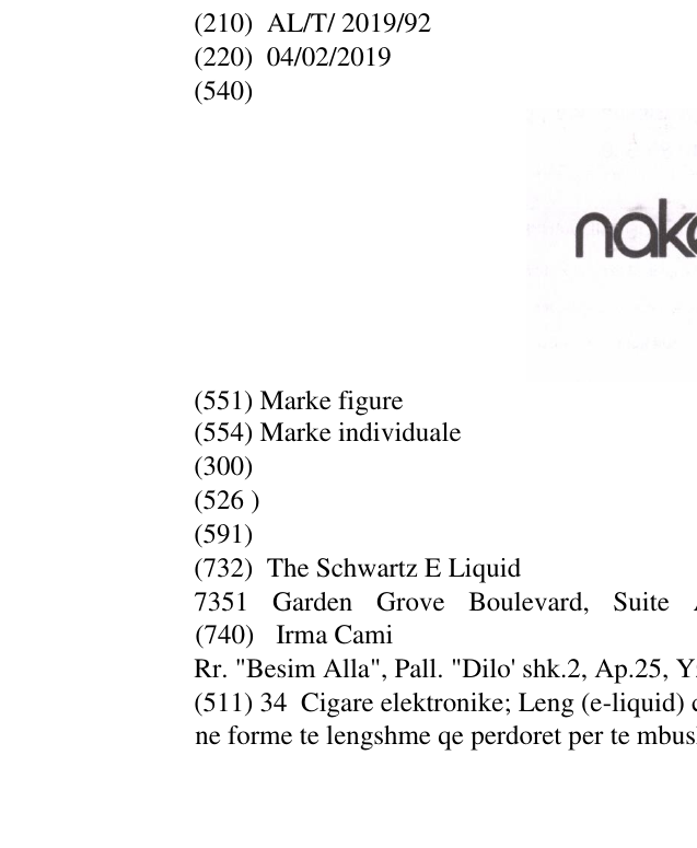 Zëri i markës naked 100 në buletin
