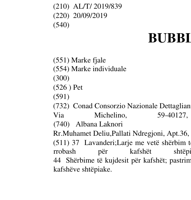 Zëri i markës BUBBLE PET në buletin