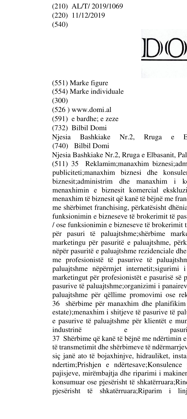 Zëri i markës www.domi.al në buletin