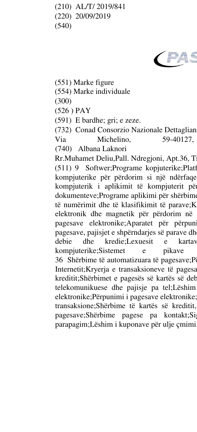Zëri i markës PAY në buletin