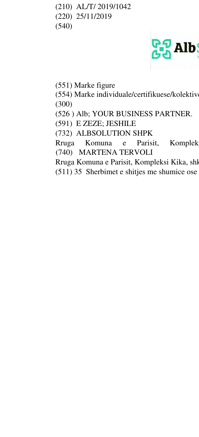 Zëri i markës Alb; YOUR BUSINESS PARTNER. në buletin