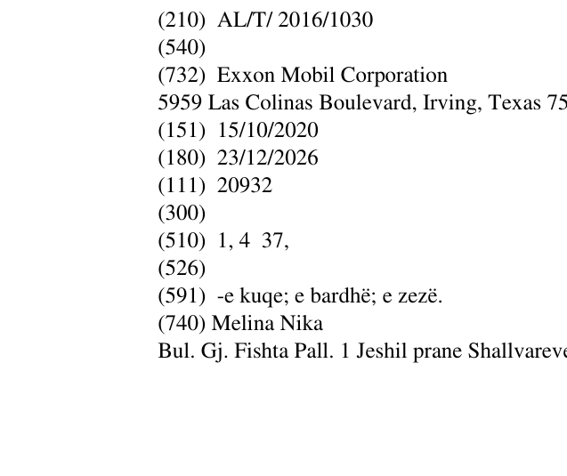 Zëri i markës AL/T/2016/1030 në buletin