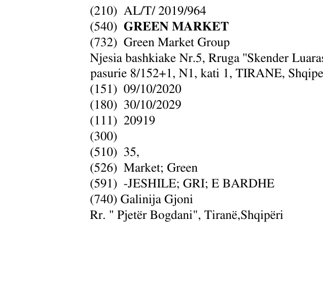 Zëri i markës GREEN MARKET në buletin