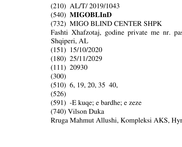 Zëri i markës MIGOBLInD në buletin