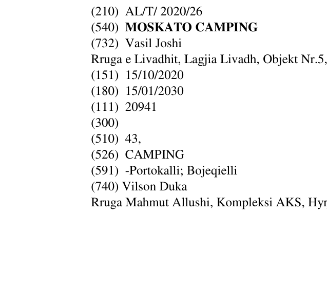 Zëri i markës MOSKATO CAMPING në buletin