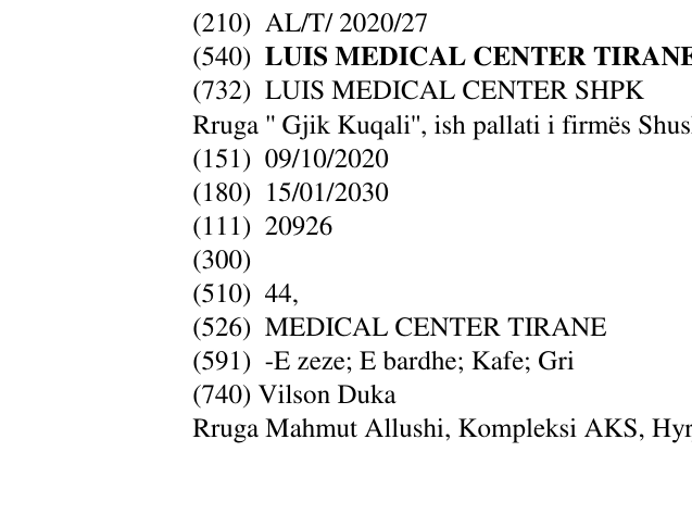 Zëri i markës LUIS MEDICAL CENTER TIRANE në buletin