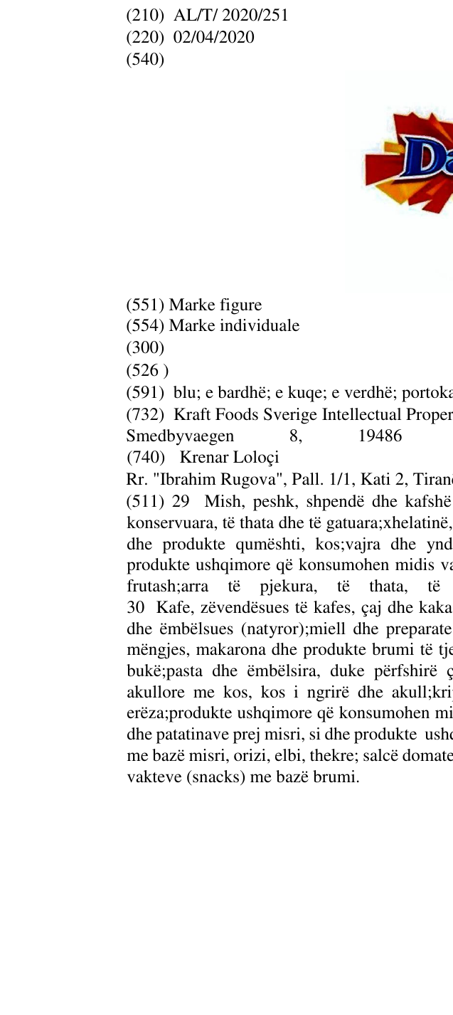 Zëri i markës Daim në buletin