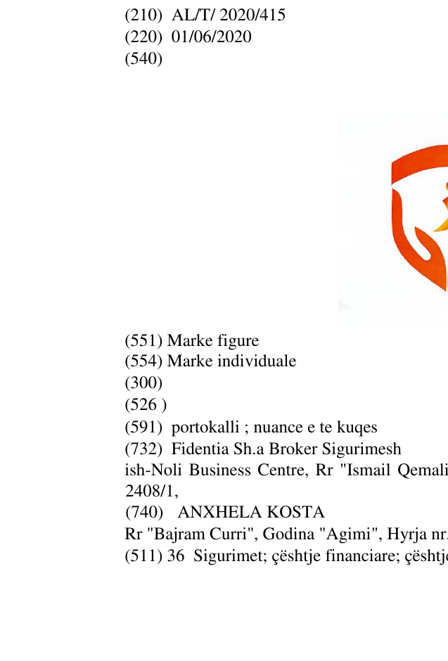 Zëri i markës AL/T/2020/415 në buletin