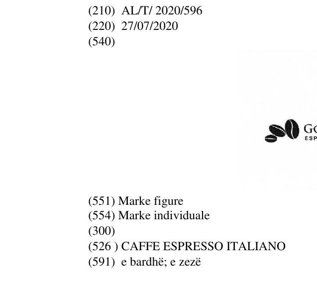 Zëri i markës CAFFE ESPRESSO ITALIANO në buletin
