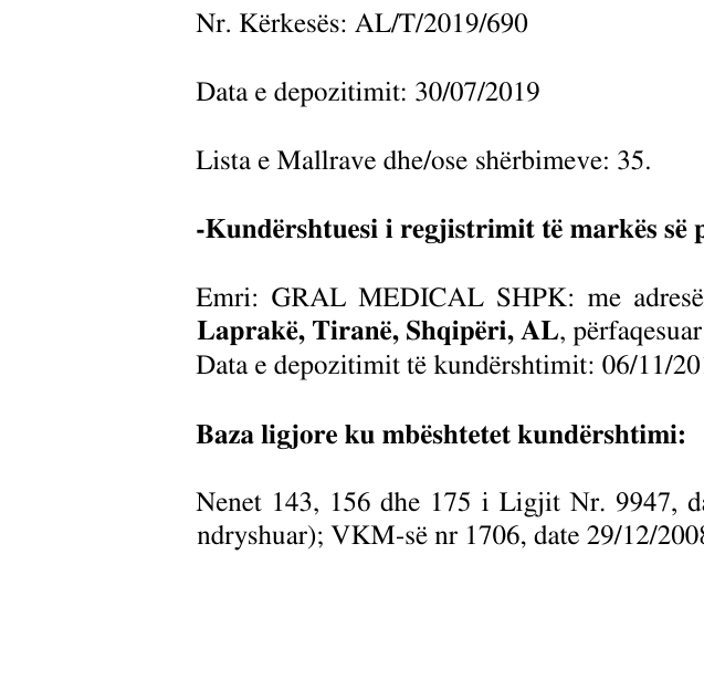 Zëri i markës GRAL në buletin
