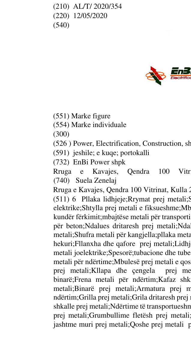 Zëri i markës Power, Electrification, Construction, sh.p.k në buletin