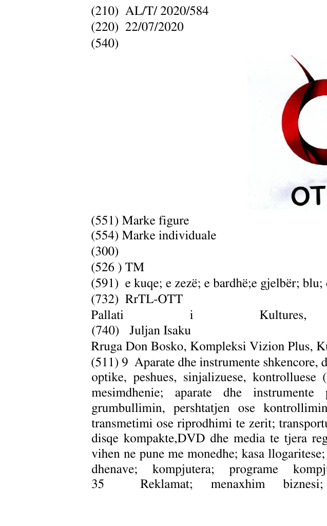 Zëri i markës TM në buletin