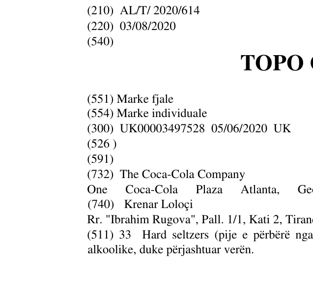 Zëri i markës TOPO CHICO në buletin
