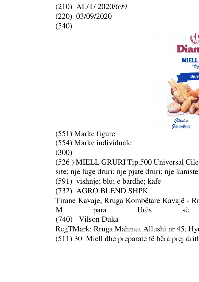 Zëri i markës MIELL GRURI Tip.500 Universal Cilesi e Garantuar 25 Kg; disa llojeve te bukes, nje site; nje luge druri; nje pjate druri; nje kanister me disa buke brenda në buletin
