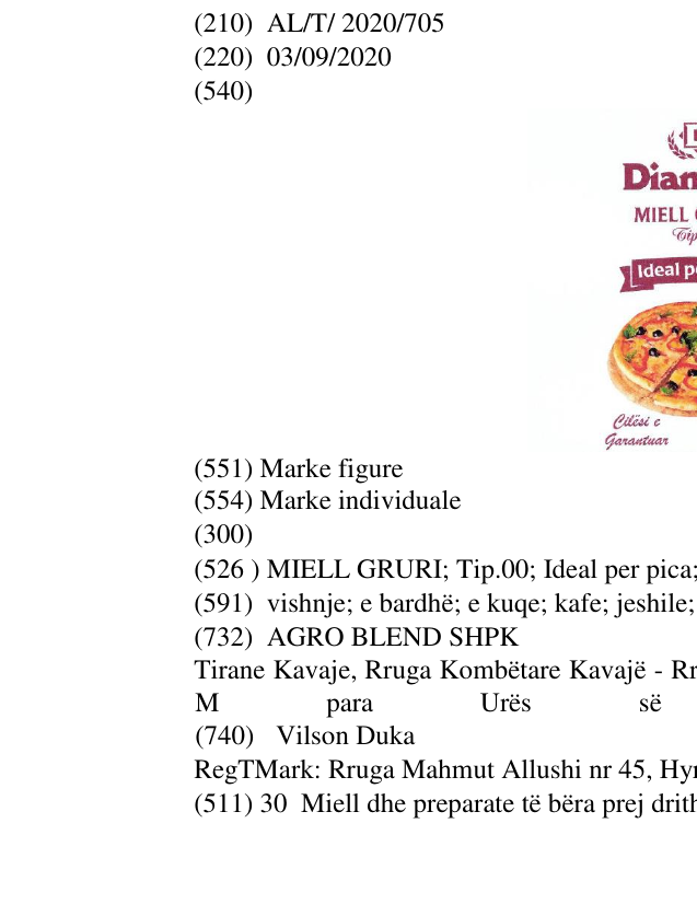 Zëri i markës MIELL GRURI; Tip.00; Ideal per pica; Cilesi e Garantuar; 25 kg; pamjen e nje pice në buletin