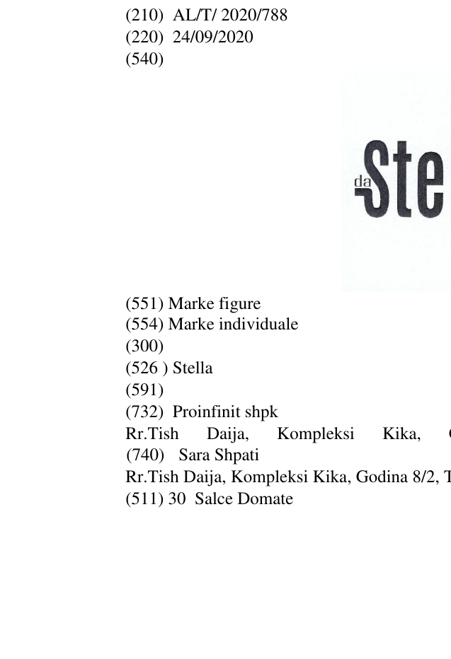 Zëri i markës Stella në buletin