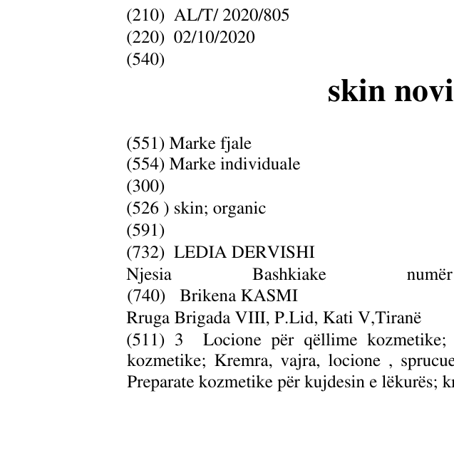 Zëri i markës skin novis organic në buletin