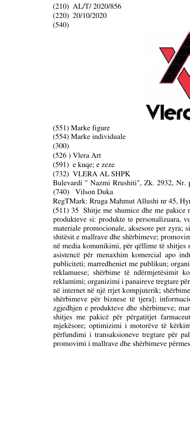 Zëri i markës Vlera Art në buletin