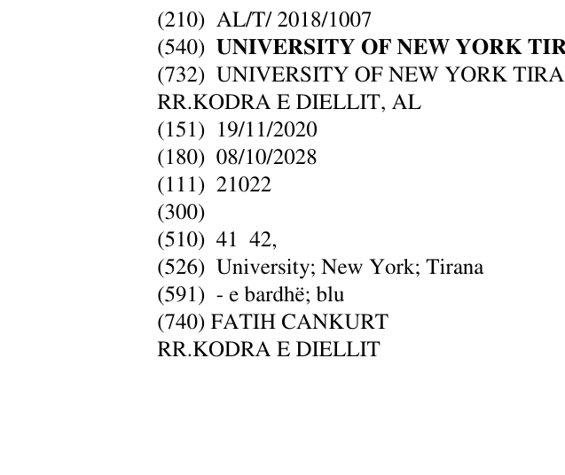 Zëri i markës UNIVERSITY OF NEW YORK TIRANA UNYT në buletin