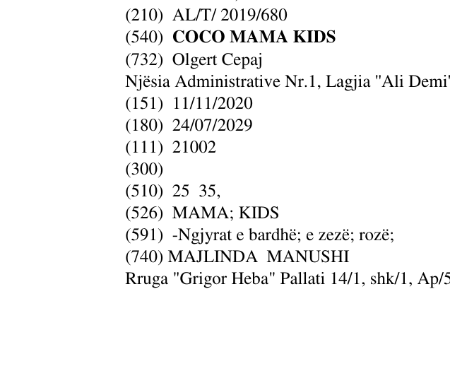 Zëri i markës COCO MAMA KIDS në buletin