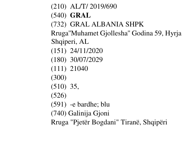 Zëri i markës GRAL në buletin