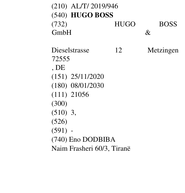 Zëri i markës HUGO BOSS në buletin