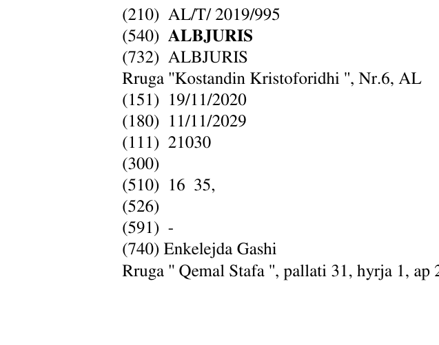 Zëri i markës ALBJURIS në buletin