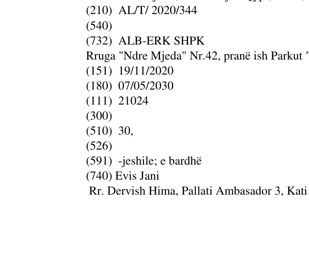 Zëri i markës AL/T/2020/344 në buletin