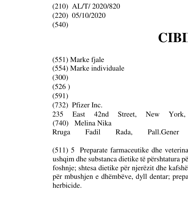 Zëri i markës CIBINQO në buletin