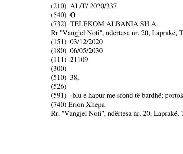 Zëri i markës O në buletin