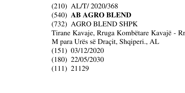 Zëri i markës AB AGRO BLEND në buletin