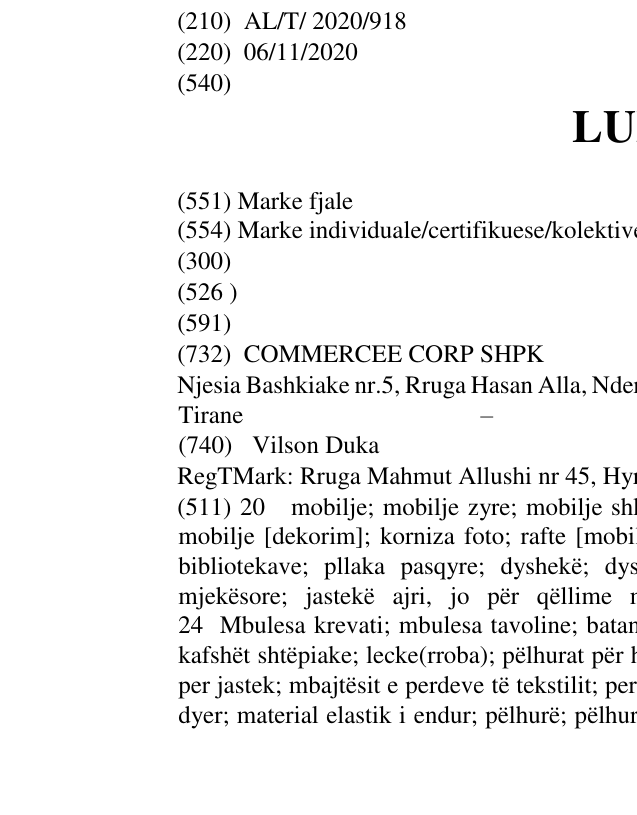 Zëri i markës LUNA në buletin