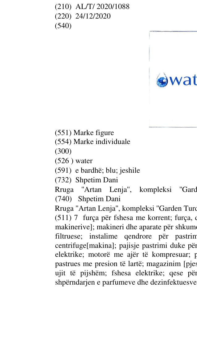 Zëri i markës water në buletin