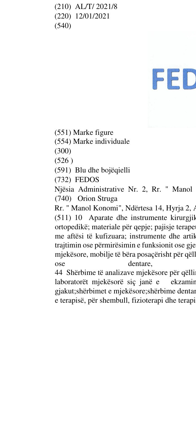 Zëri i markës FEDOS në buletin