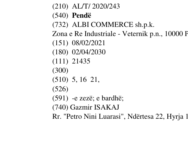 Zëri i markës Pendë në buletin
