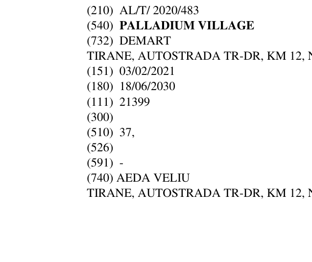 Zëri i markës PALLADIUM VILLAGE në buletin