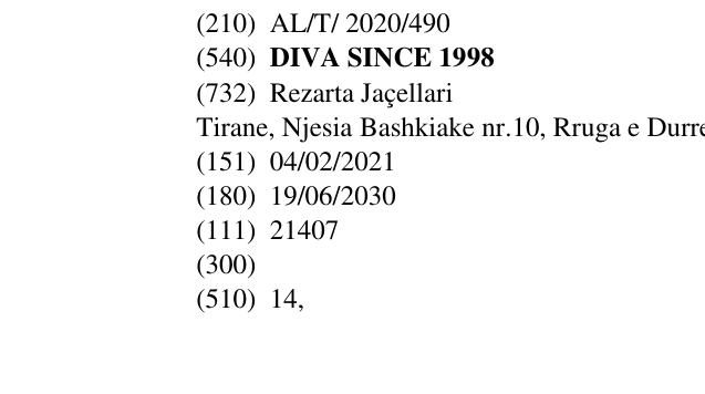 Zëri i markës DIVA SINCE 1998 në buletin